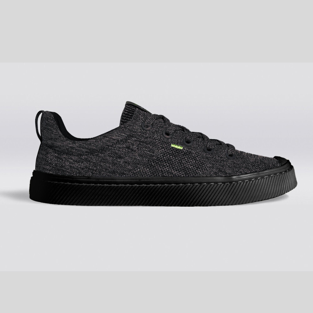 Cariuma IBI Low Sneakers Womens 9 Stone Black Knit Lace Up Casual Shoes GAL1746